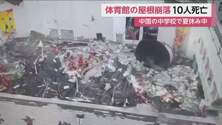 屋根が崩落し、天井がすっかりとなくなってしまった