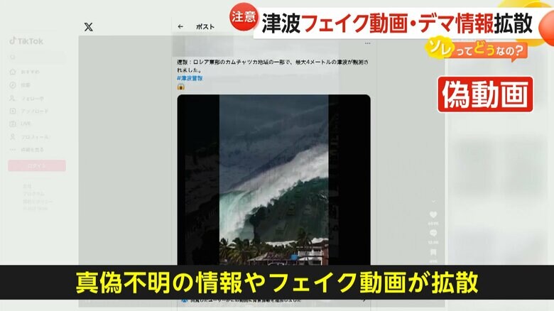 SNSで拡散されている津波フェイク動画やデマ情報
