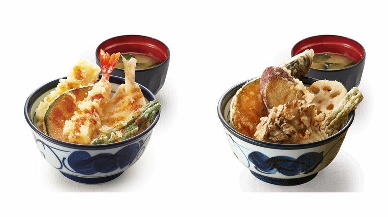 左から「天丼」と「野菜天丼」