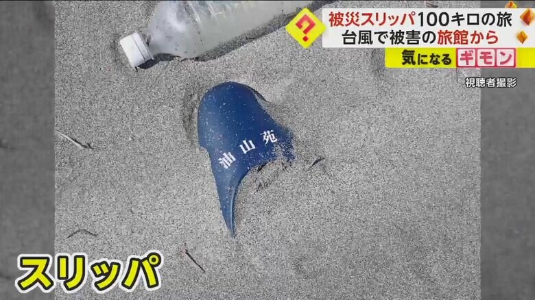 100km以上を旅し、海岸に打ち上げられた青いスリッパ