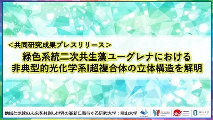 緑色系統二次共生藻ユーグレナにおける非典型的光化学系I超複合体の立体構造を解明〔静岡大学, 岡山大学, 北海道大学〕