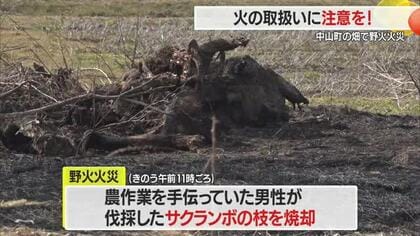 伐採したサクランボの木焼却し野火火災に　山形・中山町