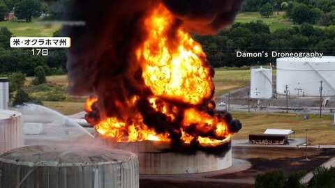 「信じられない光景」巨大な火柱と黒煙…アメリカでガスタンク爆発　原因は“落雷”　炎は3つのタンクに延焼もけが人なし