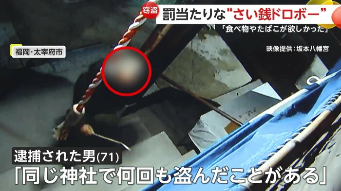犯行前にさい銭に近づく男の様子