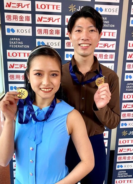 アイスダンスで優勝した平山姫里有・立野在組