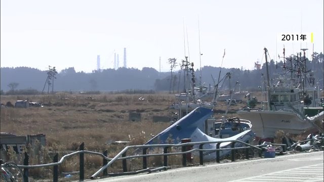 福島第一原発が見える浪江町請戸地区（2011年撮影）