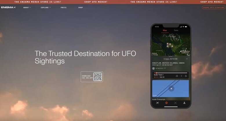 ｢Enigma Labs」は27万件のUFO目撃データを保有している