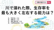 【防災クイズ】水難事故の生存率を分けるのは「泳げる」ではなく〇〇できるかどうか！
