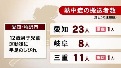 小学校で運動した後の児童も…『熱中症』30日は東海3県で42人を搬送 愛知23人 岐阜8人 三重11人 一宮の中学生は野球の最中に