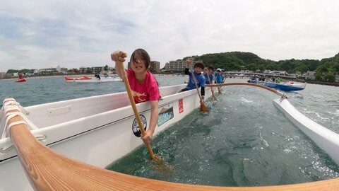 「アウトリガーカヌー」小学生チームが初挑戦　「再チャレンジして1位とりたい」