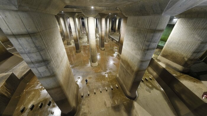神殿のような光景が話題となった (画像提供:国土交通省江戸川河川事務所)