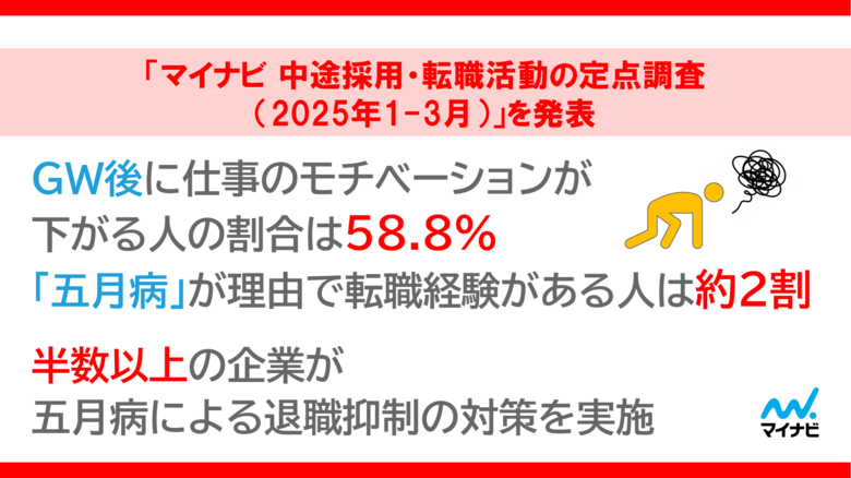 「マイナビ 中途採用・転職活動の定点調査(2025年1-3月)」を発表