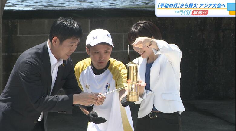 「平和の灯」から採火、アジア大会へ　森保監督も参加　「平和を願う気持ちを世界に発信していただければ」｜FNNプライムオンライン