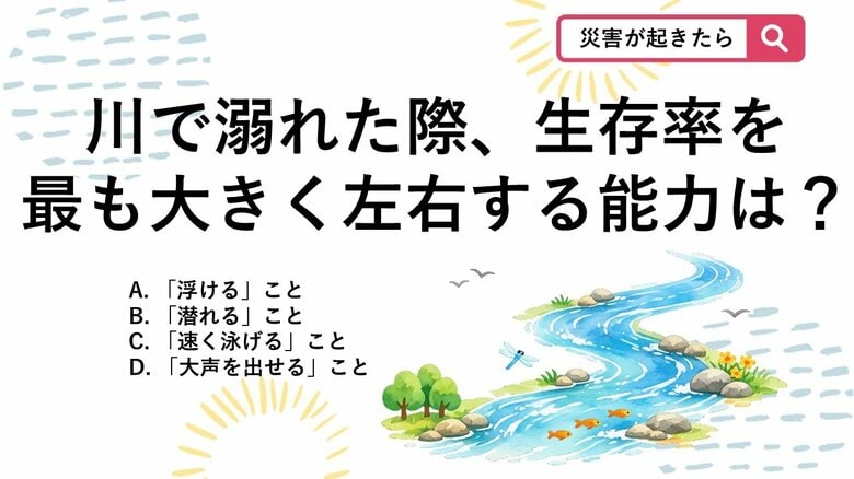 【防災クイズ】水難事故の生存率を分けるのは「泳げる」ではなく〇〇できるかどうか!|FNNプライムオンライン