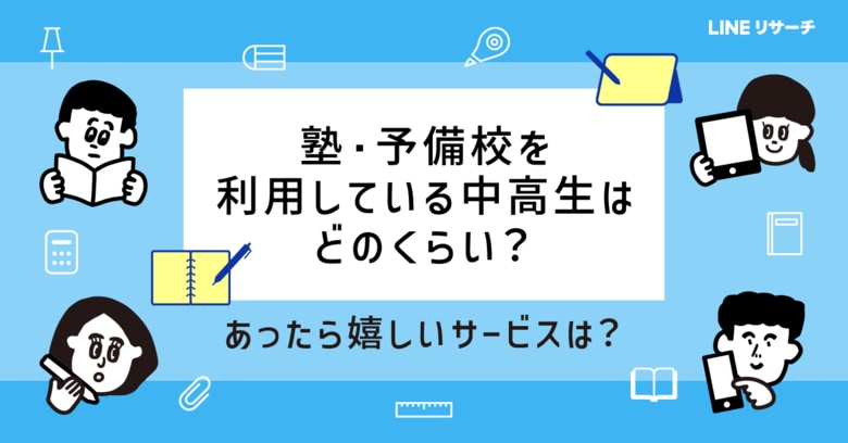 【LINEリサーチ】学校以外の勉強、中学生は「塾」が4割台後半、高校生は「授業のみ」が半数超!塾に求めるサービスは中学生「ポイント・特典」、高校生「自習室の充実」