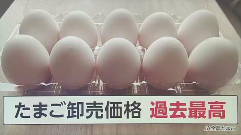 “物価の優等生”卵の値上がり止まらず過去最高に…鳥インフル拡大で去年の2倍に高騰｜FNNプライムオンライン