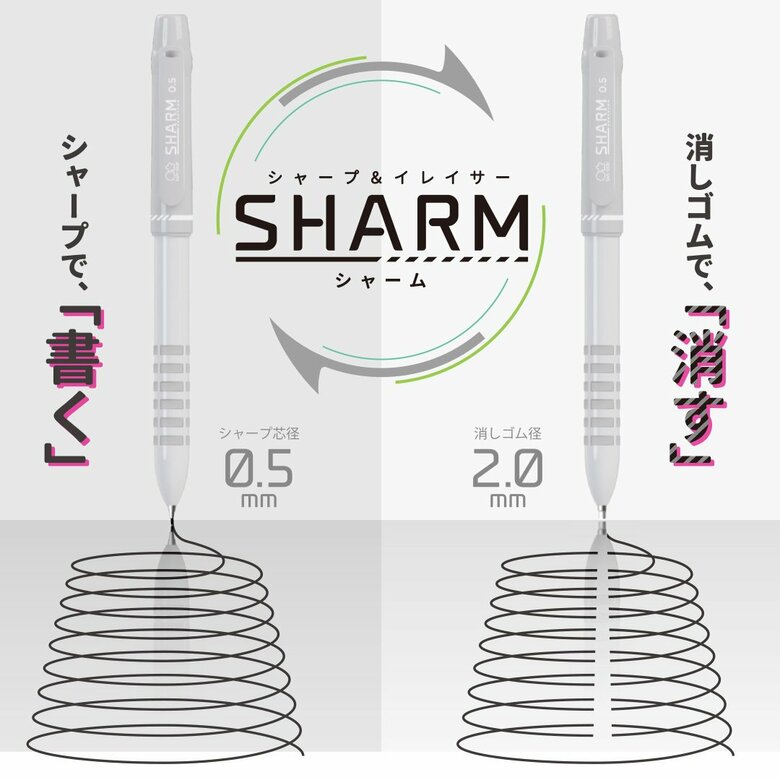 シャープ&イレイサー「SHARM」(提供:サンスター文具)