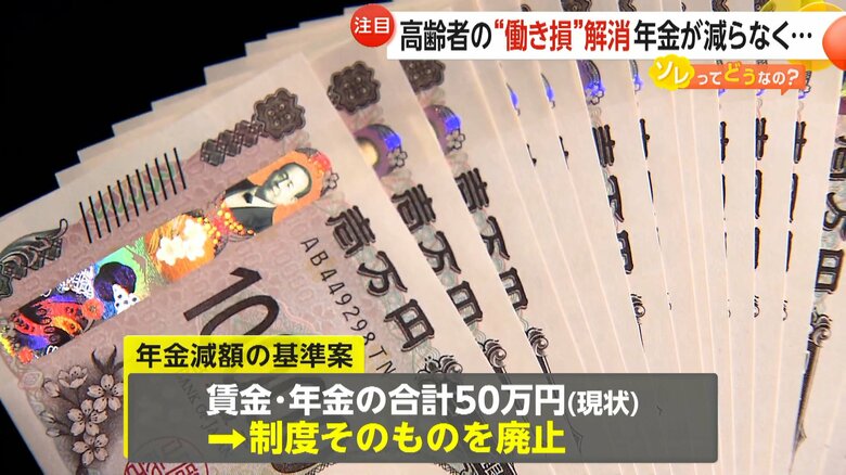 年金減額基準を引き上げる案と制度そのものを廃止する案を検討中