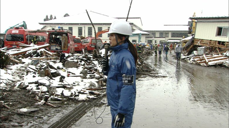 東日本大震災取材時の村西アナ