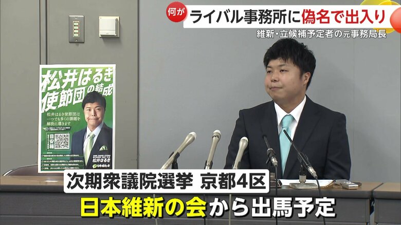 次の衆議院選挙、京都4区で日本維新の会から立候補を予定していた弁護士の松井春樹さん