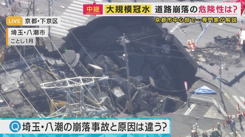 今回の漏水現場で道路崩落の心配は少ない