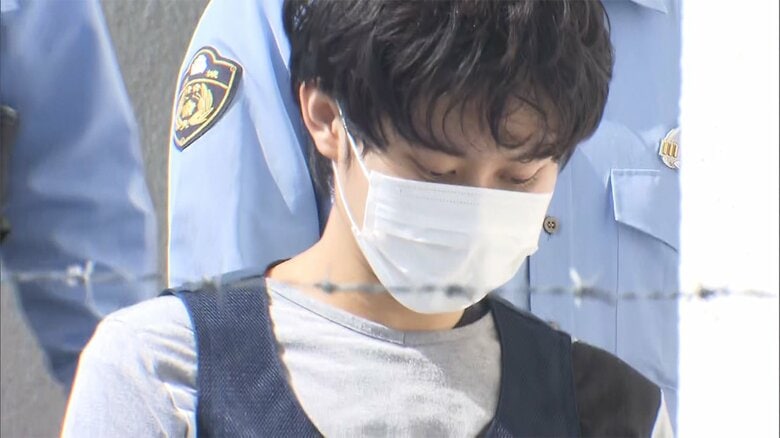 送検される岡庭由征容疑者　茨城・境警察署 5月9日