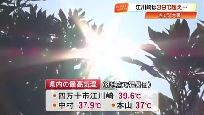 《大暑》高知・江川崎で今年最高39.6℃を観測　夜中も25℃前後であすも厳しい暑さに