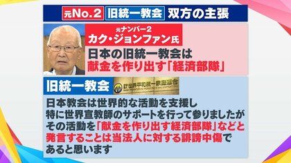 「全ての批判は諸刃の剣」日本の旧統一教会が反論…　“日本は経済部隊”発言の旧統一教会元ナンバー2主張に