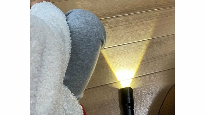 懐中電灯で灯す先には…