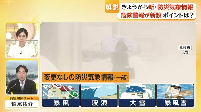 留まった方が良い場合もあるため今回は変更なしの防災気象情報も
