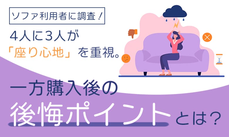 ソファ利用者に調査！4人に3人が「座り心地」を重視。一方購入後の後悔ポイントとは？