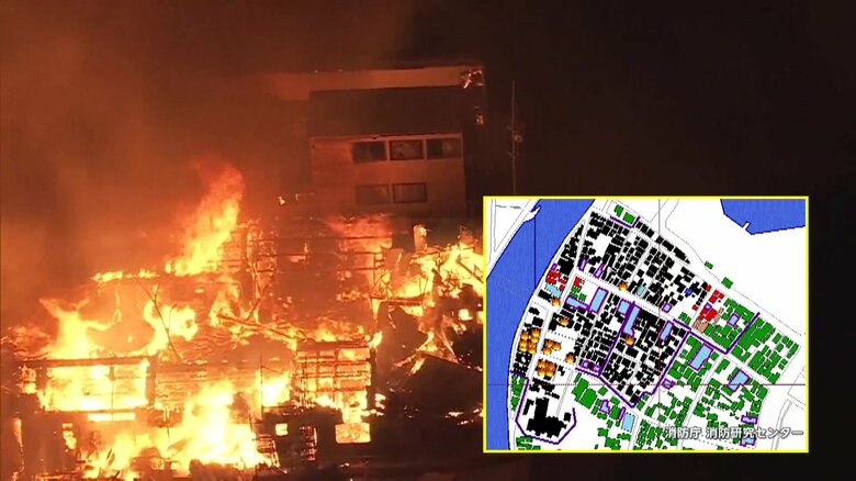 輪島朝市の焼き尽くしは道路を飛び越えた「飛び火」か…メディア初公開のシミュレーションで独自検証　能登半島地震から半年｜FNNプライムオンライン