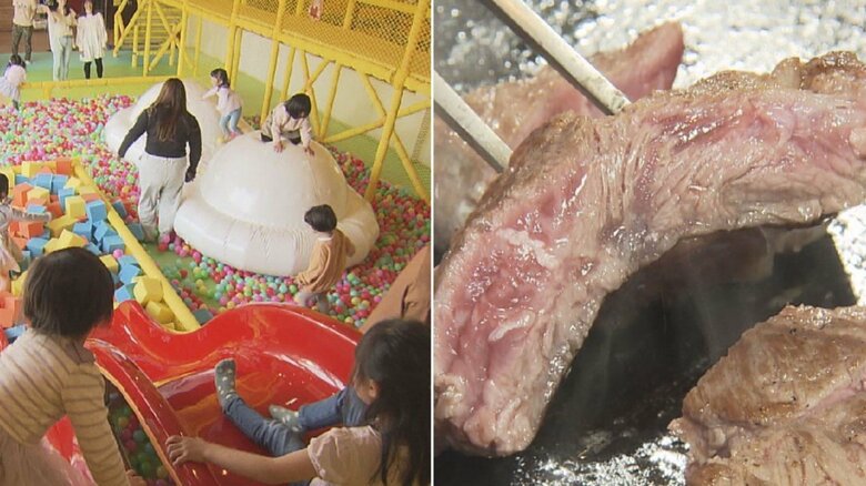 食事で利用無料…“アスレチック”を併設したステーキ店 開店前から親子連れが行列【愛知発】｜FNNプライムオンライン
