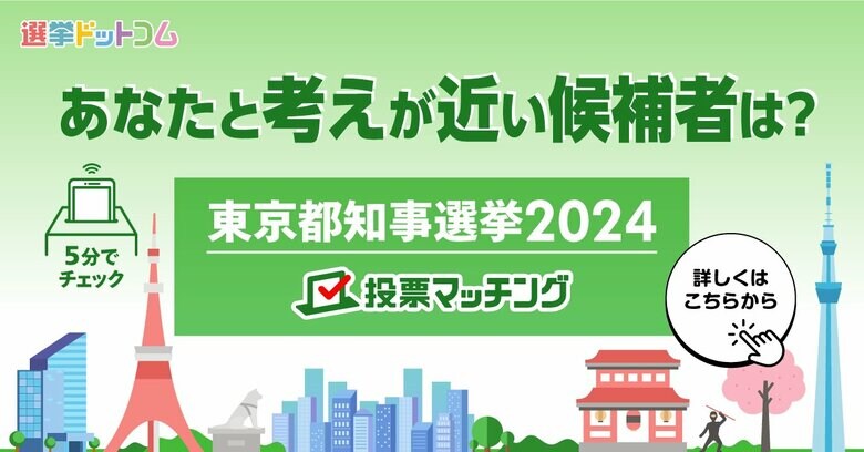 【東京都知事選挙2024】都民の関心が高い政策は?投票マッチング中間集計結果