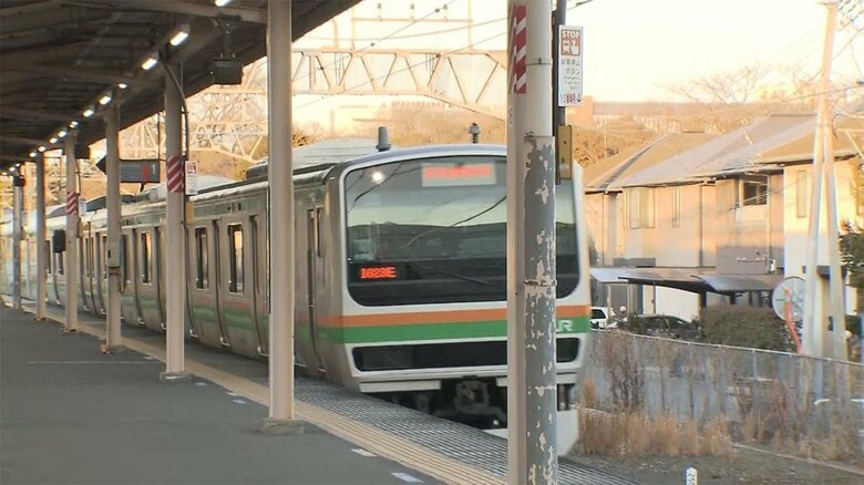 暴行現場となったJR宇都宮線(今年1月)