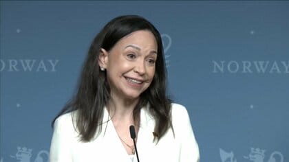 ノーベル平和賞受賞のマチャド氏がノルウェー・オスロで記者会見「自由無くして民主主義ありえない」