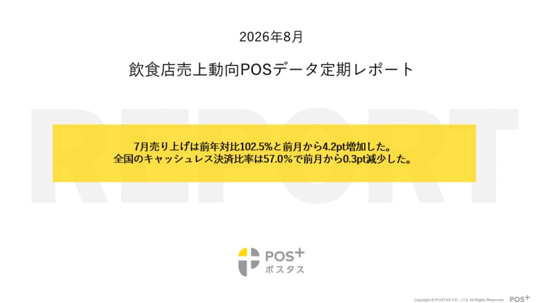 クラウド型モバイルPOSレジ「POS＋（ポスタス）」飲食店売上動向レポート2026年８月