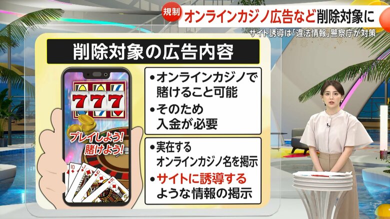 【解説】“オンラインカジノ広告”削除対象に　年間の賭け額“1兆2400億円”超…専門家「サイト接続の強制的遮断が必要では」｜FNNプライムオンライン