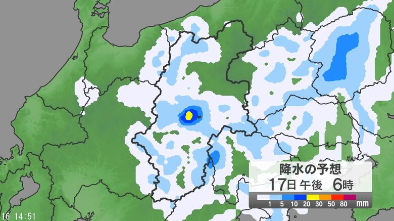 「警報級の大雨」の可能性　長野県で16日夜遅くにかけてと17日昼過ぎから夜遅くにかけ大気の状態が不安定　湿った空気や日中の気温上昇の影響｜FNNプライムオンライン