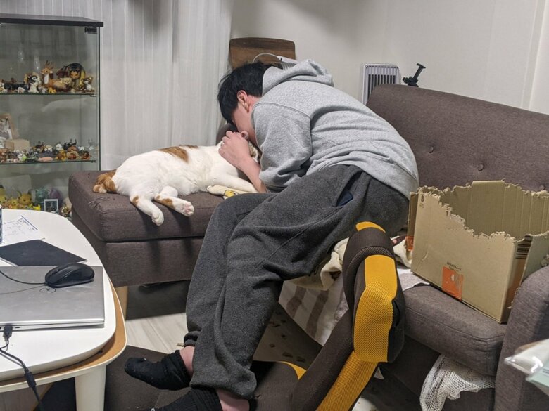 仲良しなしょぼぼくんと旦那さん（提供：tknさん）