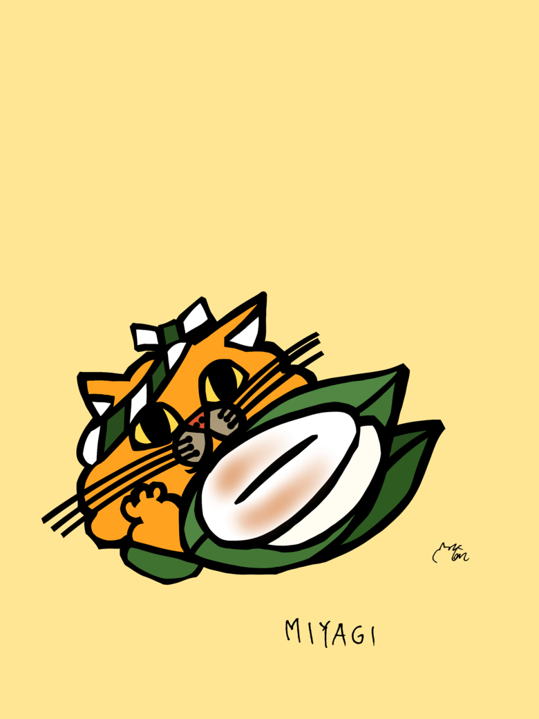 宮城県のご当地ネコ（笹かまネコ）