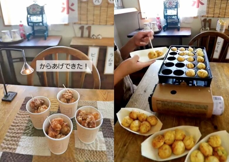 左：から揚げ　右：たこ焼き（提供：ゆうこさん）