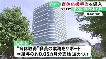 フォローした最大4人に支給…『育休応援手当』岐阜市が県内自治体で初導入 育休が快く受け入れられる環境づくりが狙い