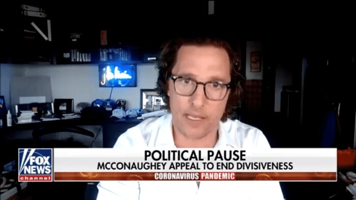 インタビューを受ける俳優のマシュー・マコノヒー氏(Fox News HPより 5月12日放送)