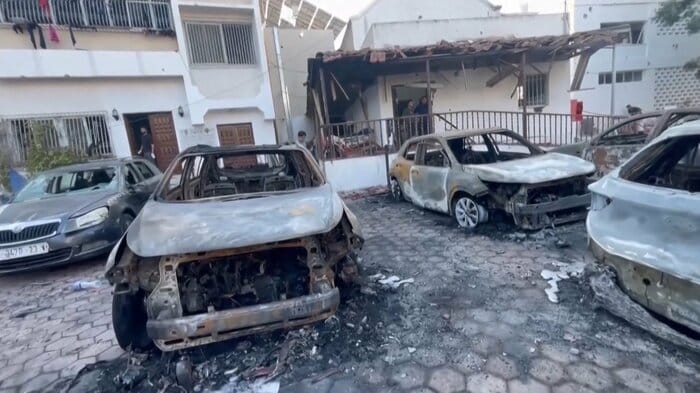 爆発があったガザ地区のアル・アハリ病院(10月18日)