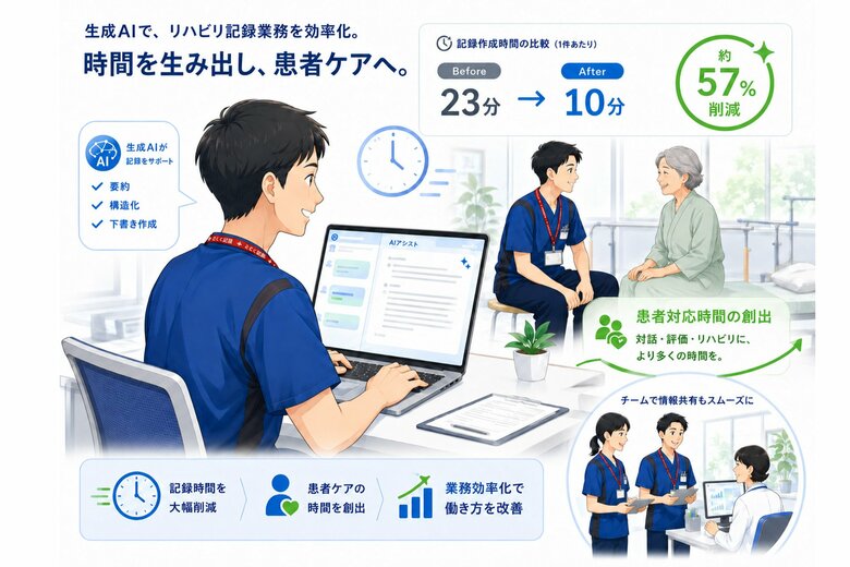 生成AI導入でリハビリサマリー作成時間を約57%削減。蘇生会総合病院の医療DX研究が国際医学誌Cureusに掲載