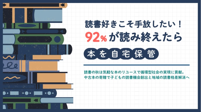 【読書好きこそ手放したい！92%が読み終えたら自宅保管】読書の秋は気軽な本のリユースで循環型社会の実現に貢献。中古本の寄贈で子どもの読書機会創出と地域の読書格差解消へ
