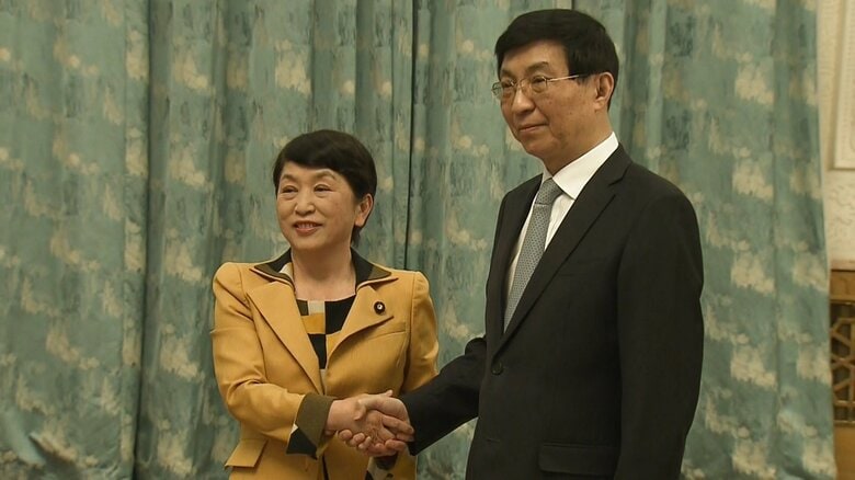 福島瑞穂党首と王滬寧政治局常務委員