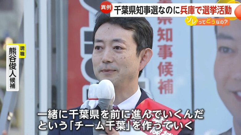 街頭演説を行う、現千葉県知事・熊谷俊人候補