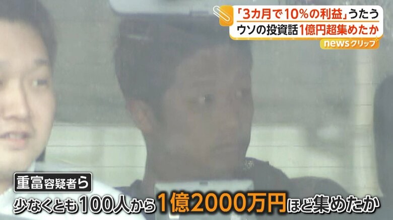 少なくとも100人から約1億2000万円を集めていたとみられる男女3人